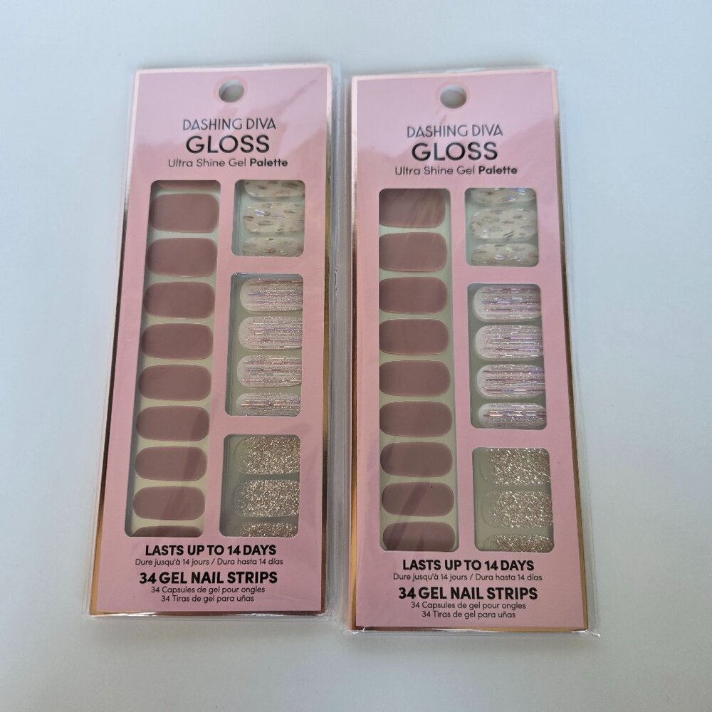 NEW Sealed Dashing Diva Gloss Nail Gel Strips Set of 2 After Glow